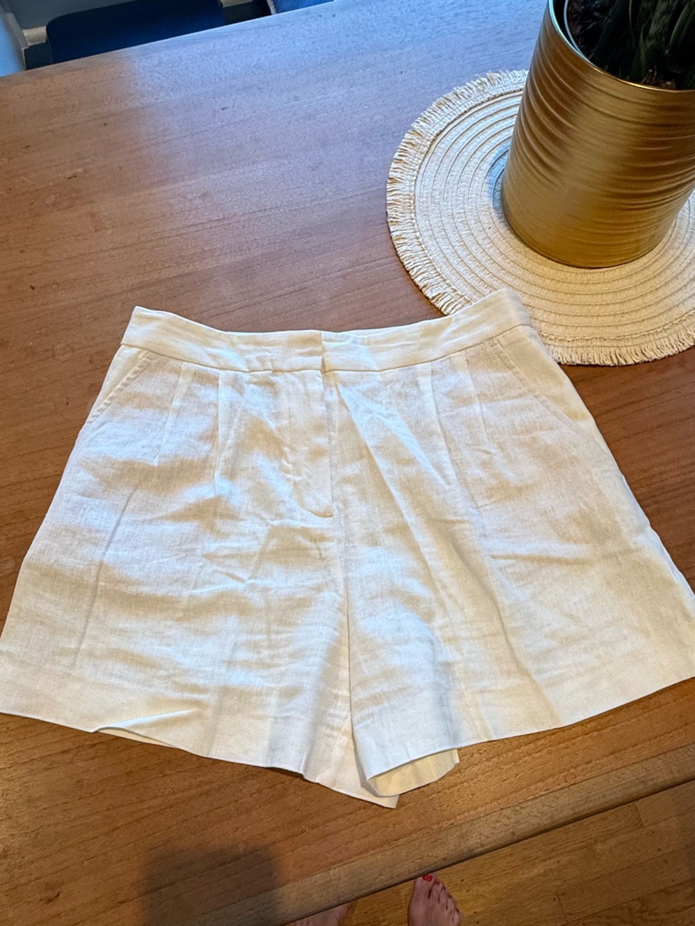 ZARA White Linen Blend Shorts